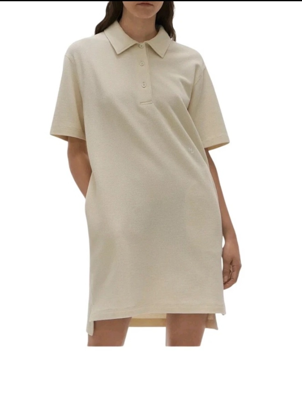 Helmut Lang Waffle Knit Polo Dress Winter White Size S